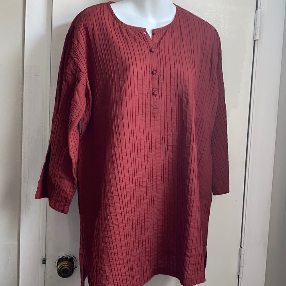 ANOKHI Crimson Ribbed Tunic-S